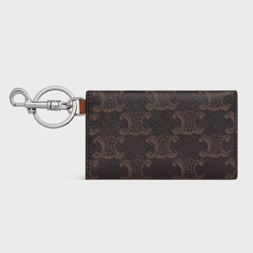 CELINE Schlüsselanhänger Taschenkarte Brieftasche Triomphe Kalbsleder Tan 120420232