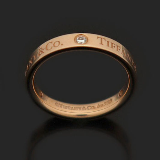 Tiffany & Co 18K Rose Gold 3P Diamond T CO Band Ring 5 120538648