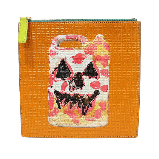 GIVENCHY BK60D3K1L4 オレンジ ブルー ツートン 4G エンボス レザー スクエア ポーチ クラッチ 120538936