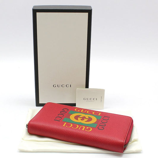 Gucci Unused/ 496317 Red Leather Logo Print Zip Around Wallet 120547480