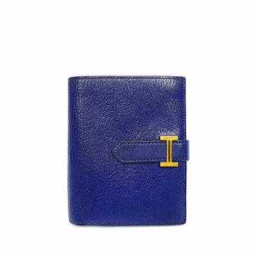 Hermes Chevre Vean Compact Wallet Gold Navy 1561 120550652
