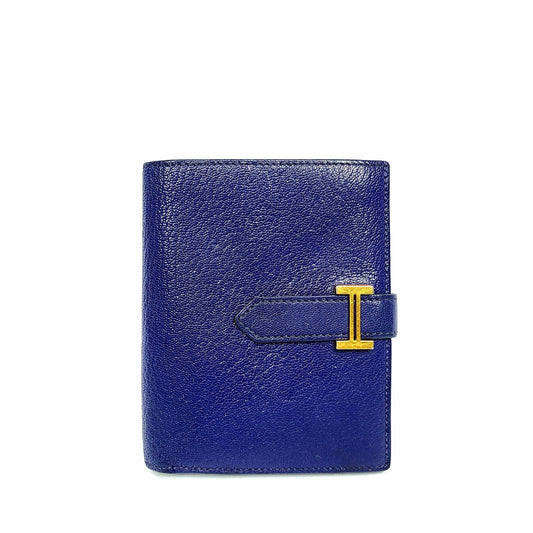 Hermes Chevre Vean Compact Wallet Gold Navy 1561 120550652
