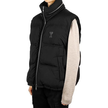 AMI Heart Logo Leather Patch Down Padding Vest PA0009 001 HJK703 115933444