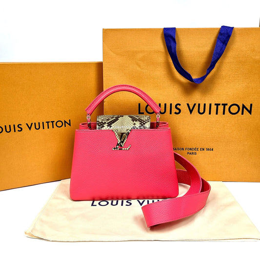 LOUIS VUITTON Python Capucine BB Top Handle Bag Rosa 1631 120628839