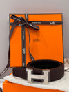 HERMES シルバー クラシック ブラック ブラウン 両面ベルト 120830589 [P]