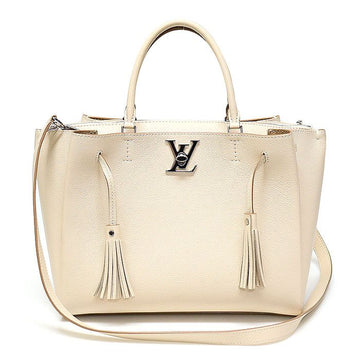 Louis Vuitton M54265 Cream Beige Calfskin Silver Lockme Tote Tassel 2WAY 121052379