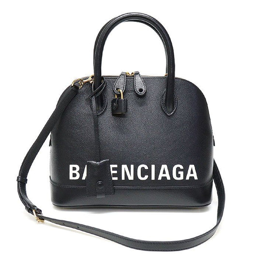 BALENCIAGA 550645 ブラックレザー ロゴプリント ビル トップハンドル スモール 2WAY 121052479