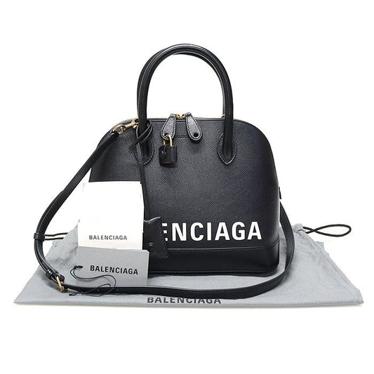 BALENCIAGA 550645 ブラックレザー ロゴプリント ビル トップハンドル スモール 2WAY 121052479