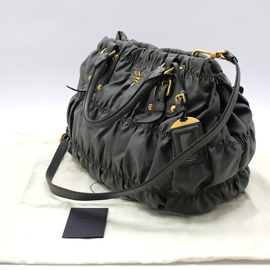 Prada BN1792 Gray Pocono Tessuto Gaufre Gold Shoulder Bag 121057013