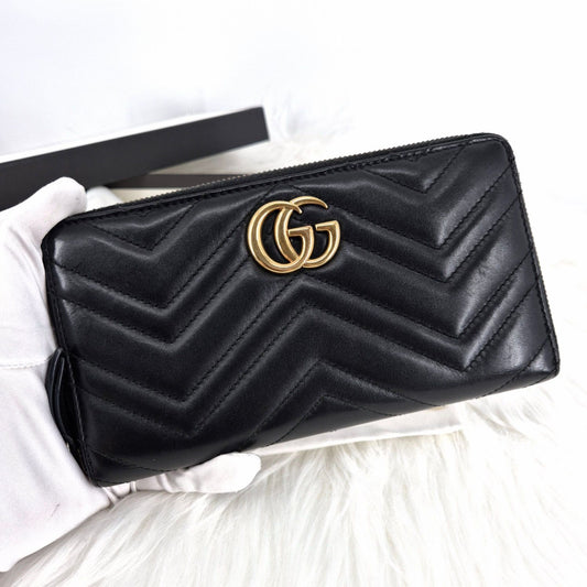 Gucci GG Marmont Matelassé Zip-Around Long Wallet Black 474814 121138977