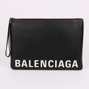 BALENCIAGA ブラックロゴストラップラージクラッチバッグ 121172527