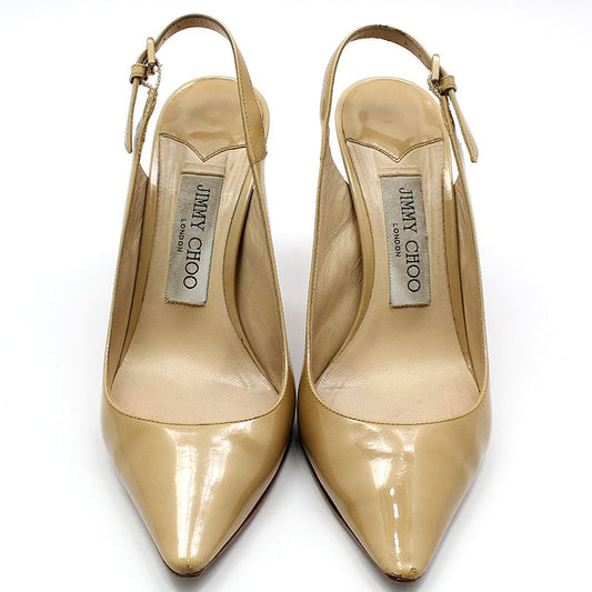 Jimmy Choo ERIN 85 Beige Patent Slingback Shoes 35.5 121183996