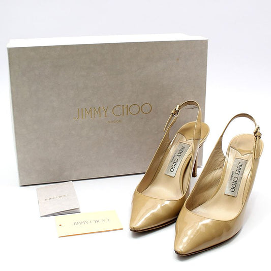 Jimmy Choo ERIN 85 Beige Patent Slingback Shoes 35.5 121183996