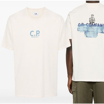 CP COMPANY フロントバックロゴプリントTシャツ サンド 16CMTS275A 110094W 402 155889812