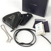 PRADA Triangular Logo gebürstete Leder Pouch Tasche 1NR015 46828325 [P]