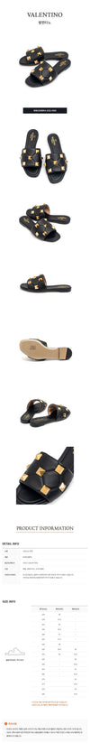 VALENTINO Quilted Roman Stud Flat Slide Sandals 46979746 [P]