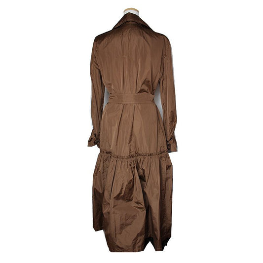 MAXMARA ブラウンシルク混合トレンチコート 55, 66 121335422