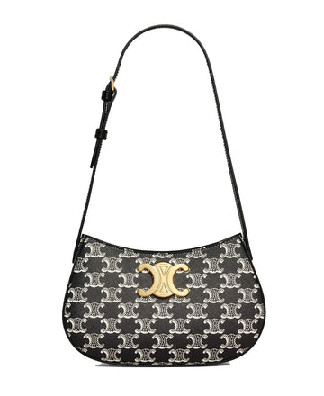 CELINE Zweifarbiger Triumph Canvas Medium Tilly Bag Schwarz 115702FQN 38NO 121372142