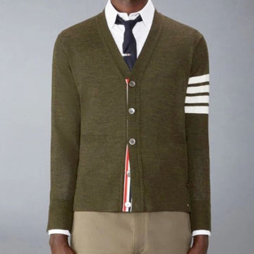 Thom Browne 4-Bar Stripe Sustainable Wool Cardigan Y1014 322 121376165