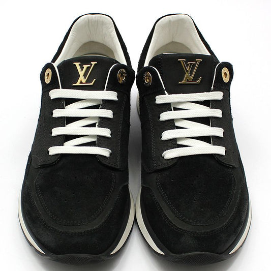 Louis Vuitton Black Leather Gold LV Logo Miles Sneakers 36.5 121377684
