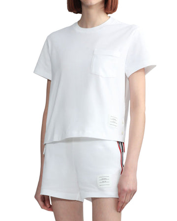 Thom Browne Women's Boxy Fit Pocket Short Sleeve T-Shirt FJS123A 00042 100 121422885