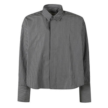 AMI Striped Cropped Shirt Black USH131 C00066 0013 75807065