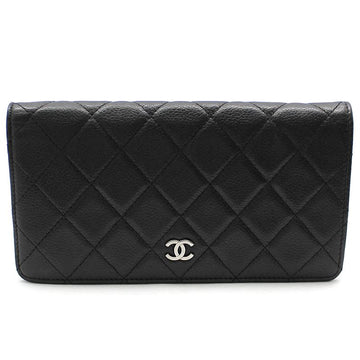 CHANEL Klassische TimeLess Klapp-Geldbörse aus weichem Caviar mit silberner Verzierung A31509 121522313
