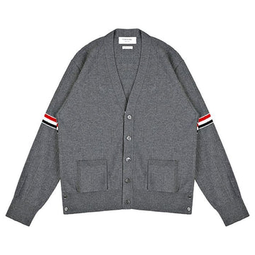 THOM BROWNE 24 ウール リラックス Vネック アーム バンド カーディガン 035 114728209