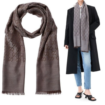 Gucci Jacquard GG Wool Silk Two-Tone Scarf 165904 3G646 1264 121599301