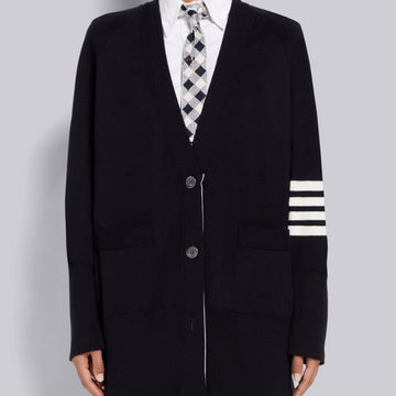 THOM BROWNE 4バー ストライプ エグザジェレートフィット スティッチ ロングカーディガン Y3007 415 121655217