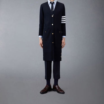 THOM BROWNE 4-Streifen Milano-Stich Merino-Wolle Lange Strickjacke 00014 415 121655225