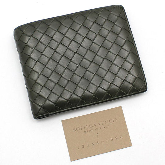 Bottega Veneta 113993 Khaki Intrecciato Woven Mesh Compact Wallet 121703130