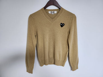 Comme Des Garcons M Beige Black Patch Women's Knit AZ-N017 121759945