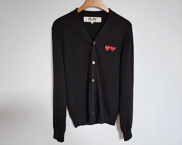 COMME DES GARCONS S Schwarzer Doppel-Patch Herren Cardigan AZ-N058 121760157