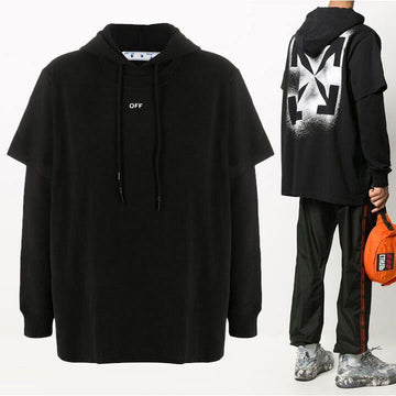 OFF WHITE Stencils Pfeil Layered Hoodie OMBB051E20FLE001 1001 156911067