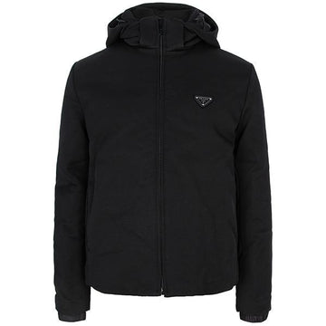 PRADA ブラックトライアングルロゴストレッチフードジップジャケット F0002 121797851