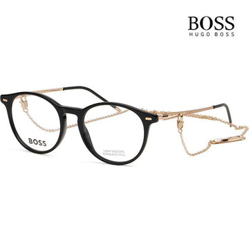 Hugo Boss BOSS 1458 Eyeglasses 807 Luxury Black Horn Round Lightweight Chain Pendant Fashion 122355712