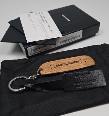 Saint Laurent Wood Skateboard Logo Keyring 122379399