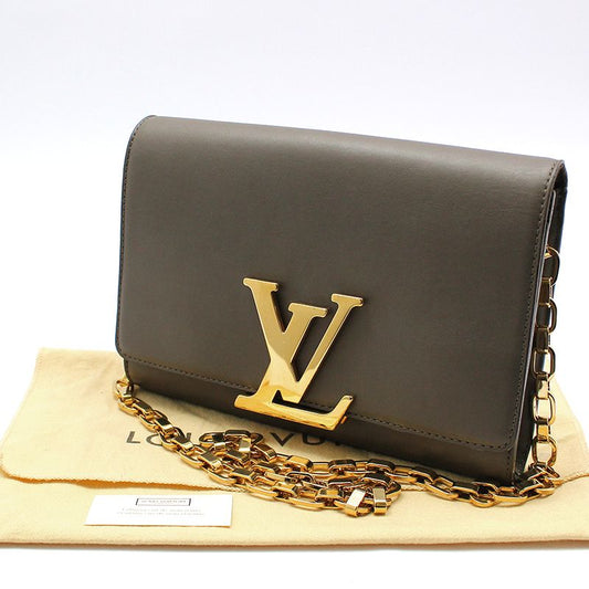 Louis Vuitton Taupe Leather Louise GM Gold Chain Shoulder Bag 122534472