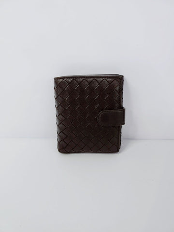 BOTTEGA VENETA Intrecciato Braun Snap Wallet 12345 122643523