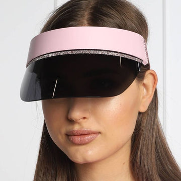 Jimmy Choo Calix Sun Visor Golf Hiking Fashion Pink Pearl Banding Pink Sun Cap 35J 122652383