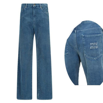 MIU MIU ロゴパッチウォッシュコーデュロイパンツ F0013 16DE MP1623 122683135