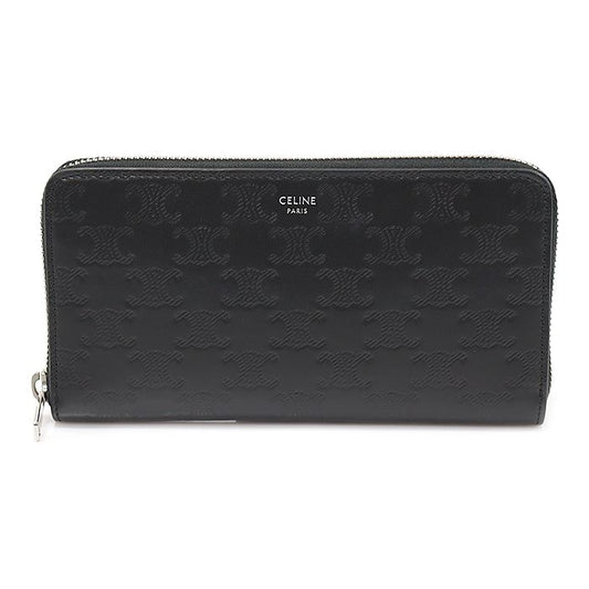 Celine Black Triumph Embossed Calfskin Zipped Long Wallet 10B553FQC.38SI 122689156