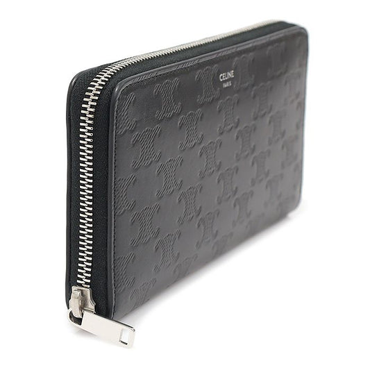 Celine Black Triumph Embossed Calfskin Zipped Long Wallet 10B553FQC.38SI 122689156