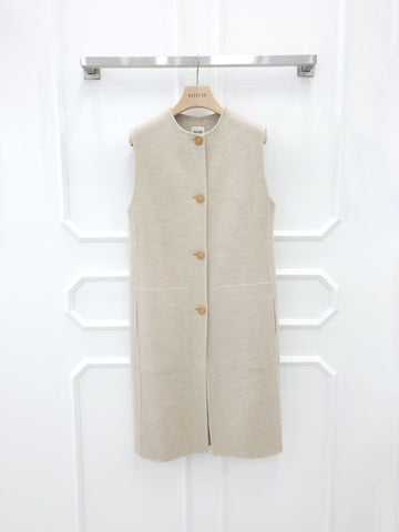 HERMES カシミヤ ロングストレート ベスト H3H0191DBMV 122700028