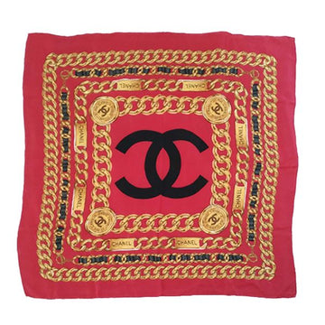 CHANEL Gold Chain Red Scarf 122769220