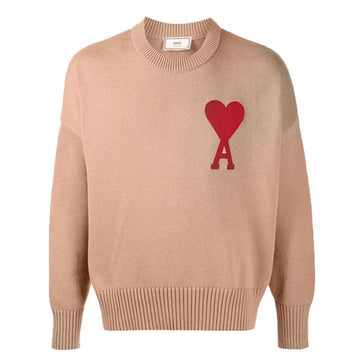 AMI Big Heart Logo Stickerei Pullover Beige E21HK009 016 250 158875941 [P]