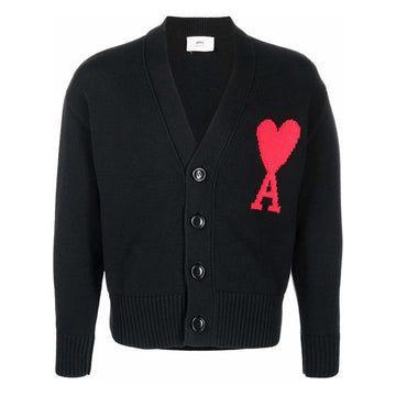 AMI Big Heart Logo Embroidered Cardigan E22UKC003 016 009 150667836
