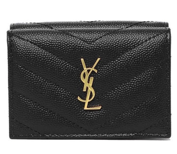 Saint Laurent Black Monogram Grained Poudre Embossed Leather Small Wallet 668274 BOWA1 122950278