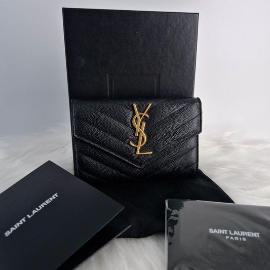 Saint Laurent Envelope Monogram Women's Cardholder Black 414404 123070128